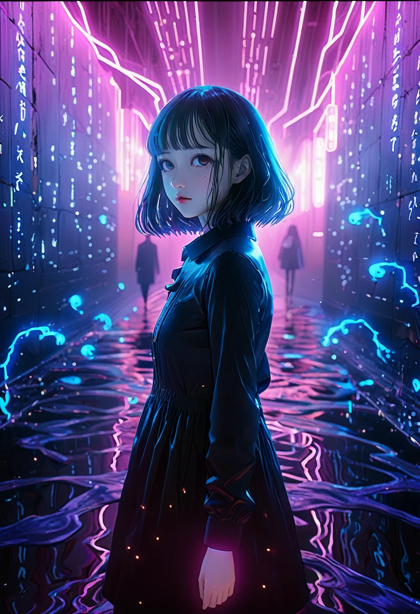 surreal horror, anime style, directed by Junji Ito, high contrast, vivid colors, eerie atmosphere, psychological tension, intricate line work, nightmarish creatures