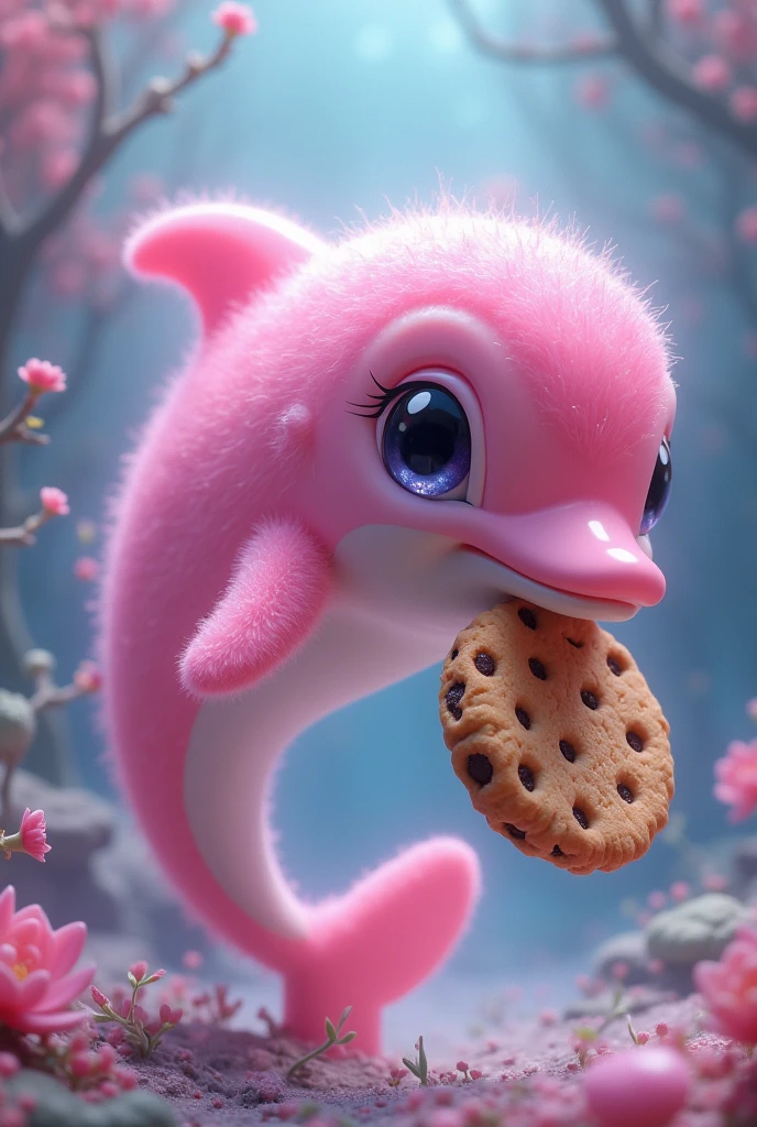 A pink gem dolphin with a never-before-seen cookie that is almost animated