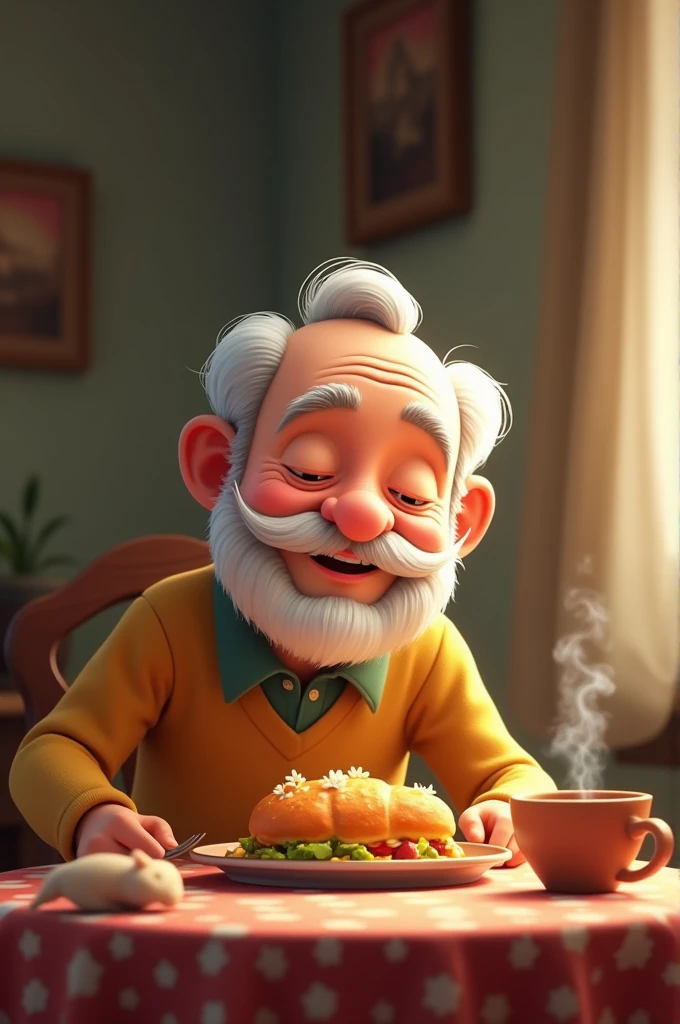 Animated image of a grandfather eating
