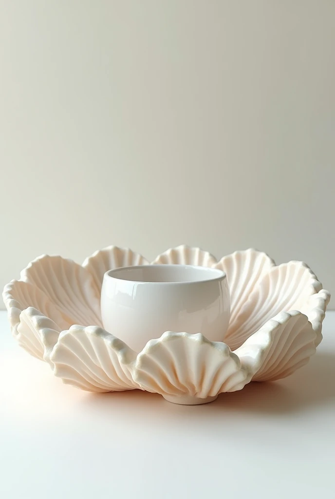 Scallop surrounding a cup