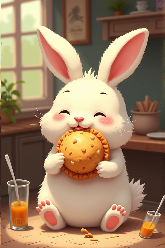 Rabbit eating empanada