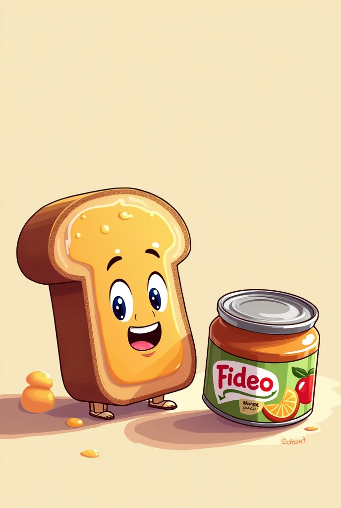 Create a peanut butter sandwich, jam and cartoon tuna.
Change the fish for a can of tuna and add the word Fideo's