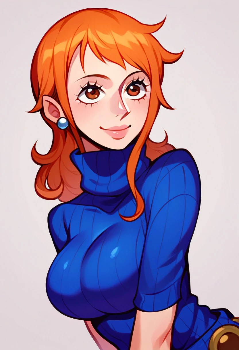 score_9, score_8_up, score_7_up, BREAK  1girl, solo, nami \(one piece\), turtleneck sweater,