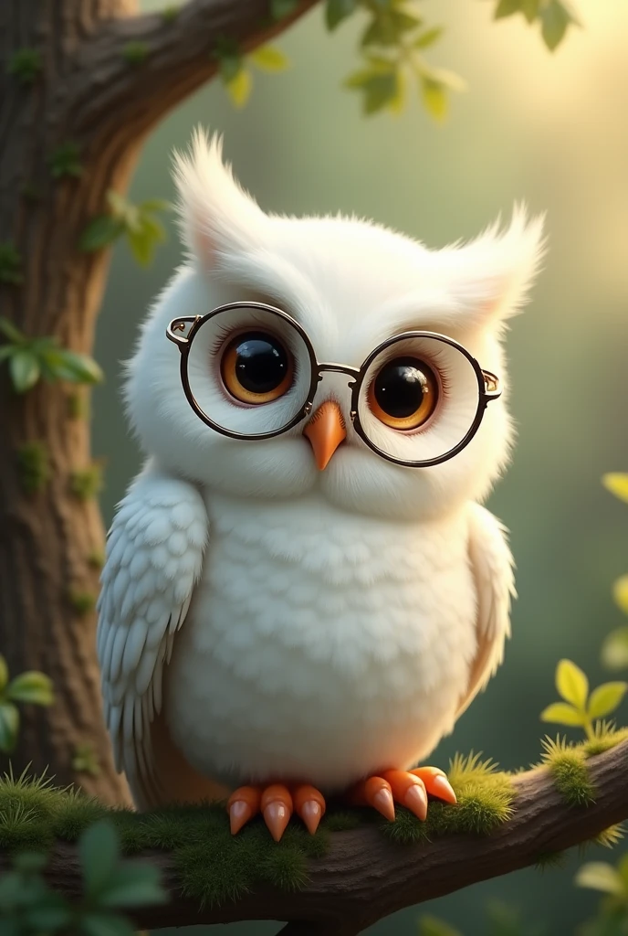 little white owl with glasses