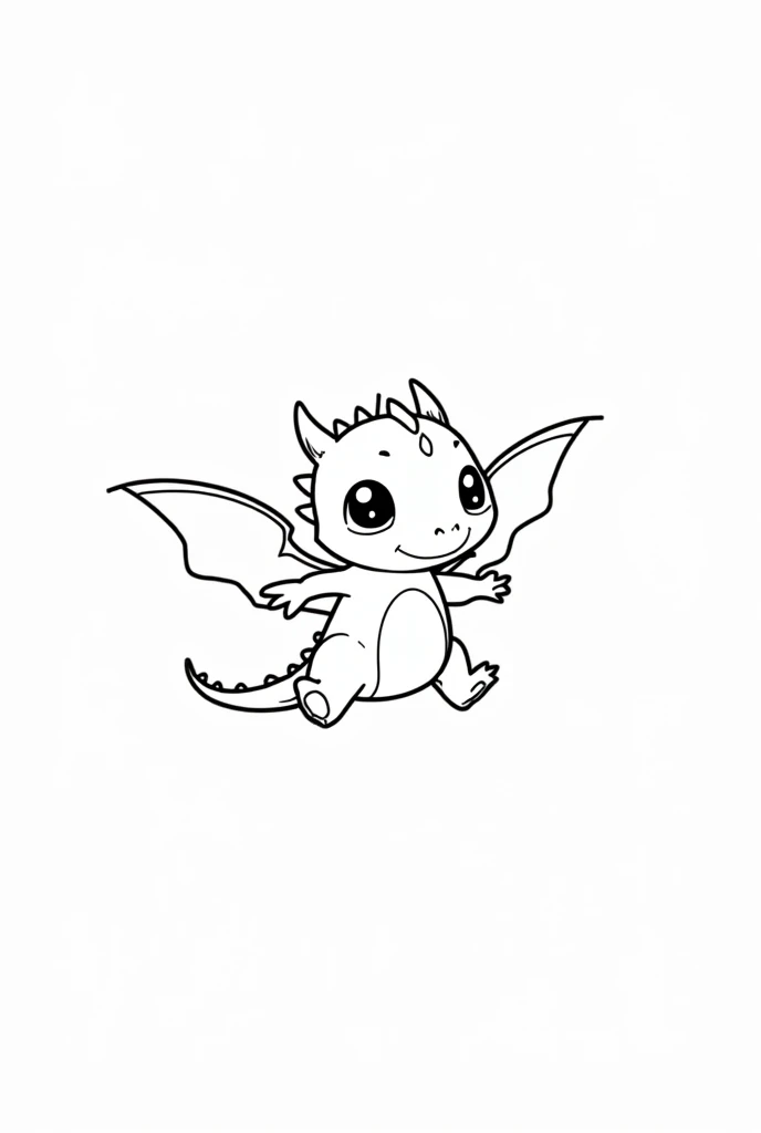 baby dragon flying, line art, cute, white background, no color, 2d, 1:1