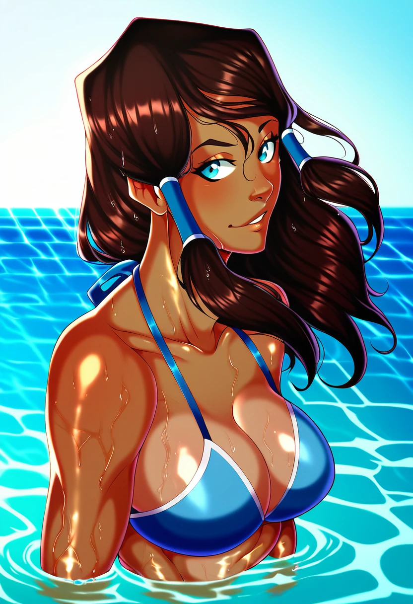 score_9, score_8_up, score_7_up,, , 1girl, , , upper body, korra, dark skinned female, licking popsicle,, , holding popsicle, white popsicle, drips on breasts, eyes half open, seductive, slutty, submissive female, bedroom eyes, , beach, sunset, sling bikini, string bikini, nipple slip, nipslip, nipples, , cute, large breasts