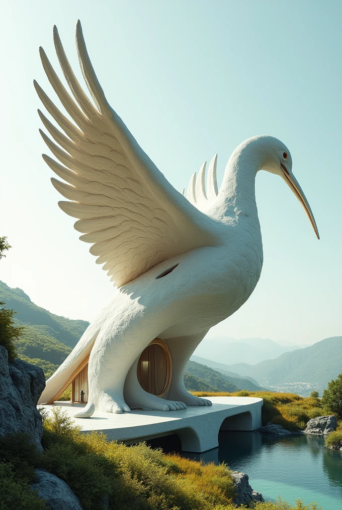You can create a building by abstracting parts of a bird 