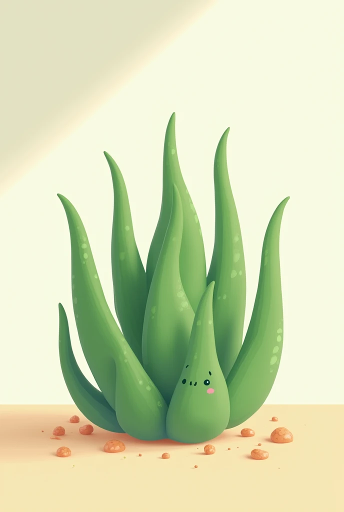 Aloe vera animated style, tender and Kawai 