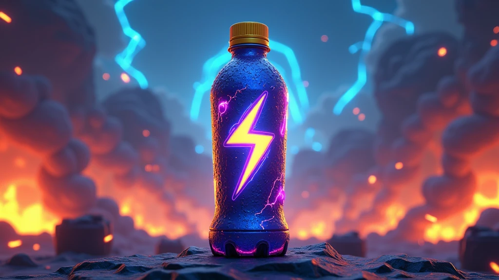 Imagine an energy drink bottle stylized for a video game world like Fortnite. The bottle has a slender shape with angular, futuristic contours, reminiscent of a game character's equipment. The bottle's main color is a vibrant electric blue, with neon accents in yellow and purple. The design features dynamic geometric patterns, inspired by the cyberpunk aesthetic, with lightning bolts and digital symbols that recall energy and speed. The texture of the bottle is metallic with a slight sheen effect, accentuating the high-tech look. The cap is screw-shaped with deep grooves for better grip, also in blue with yellow details. Finally, the drink's logo, a stylized lightning bolt, is placed in the center of the bottle, radiating energy. -upscale - @Egzee > Vladimir Putin, Donald Trump and Chinese president Xi on apocalyptic background with nuclear weapons, bomb, Simpsons style, epic, yellow skin, 8k -imagine - @Alen
