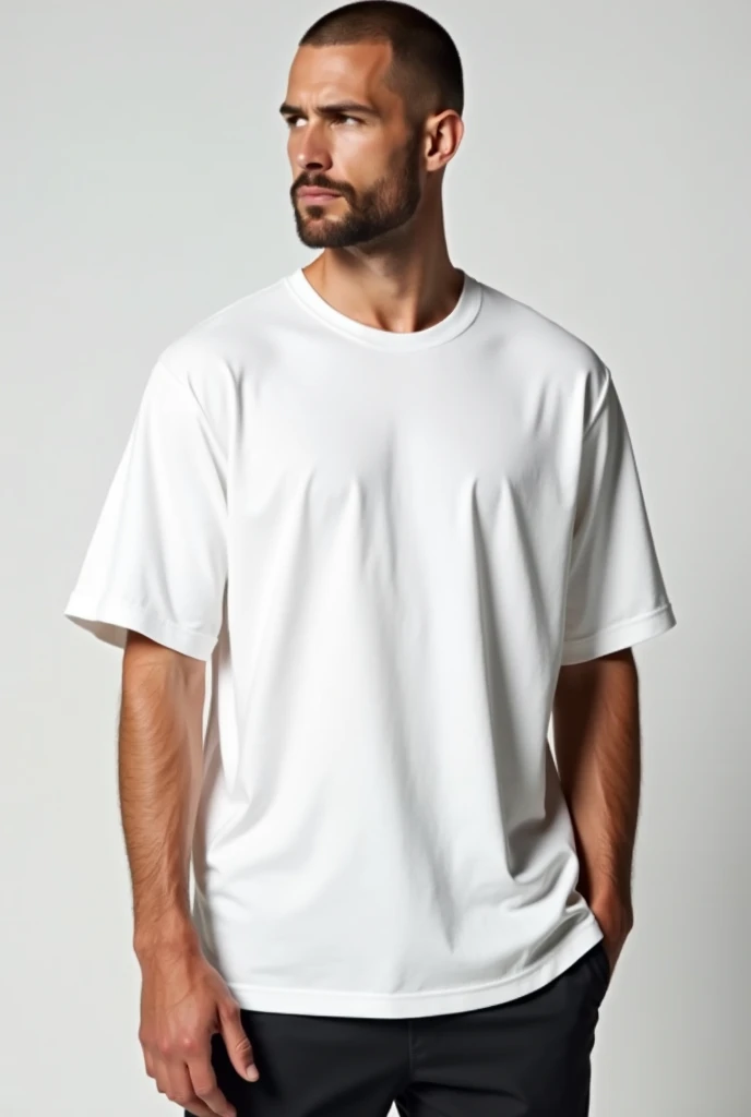 Create clothing store catalog image, Men&#39;s White Oversized T-Shirt.