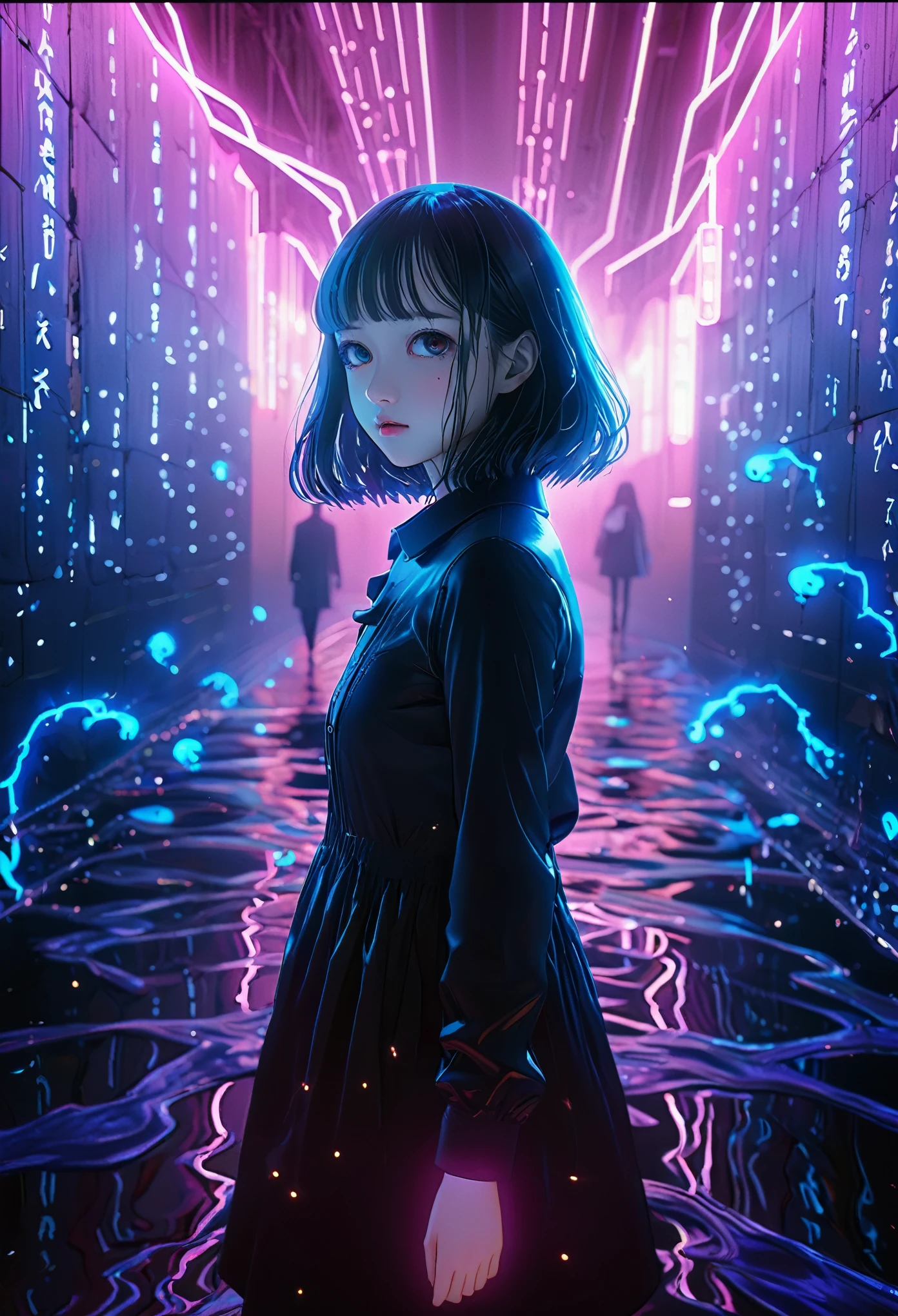 surreal horror, anime style, directed by Junji Ito, high contrast, vivid colors, eerie atmosphere, psychological tension, intricate line work, nightmarish creatures