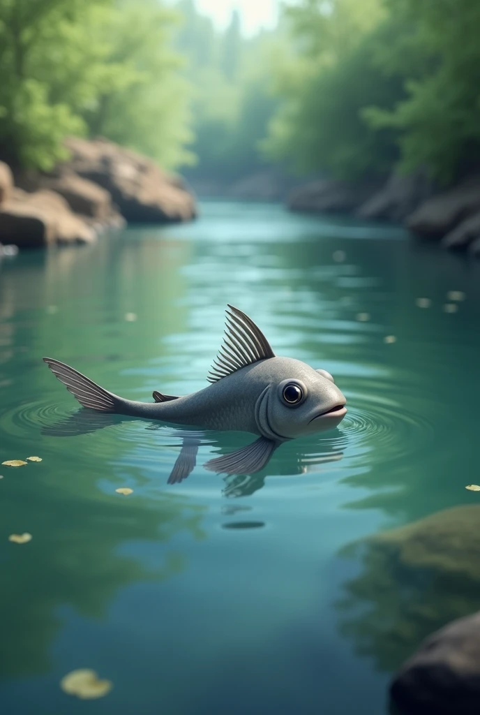 gray baby fish without defined sex in a river