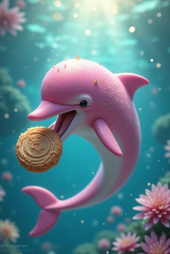 A pink gem dolphin with a never-before-seen cookie