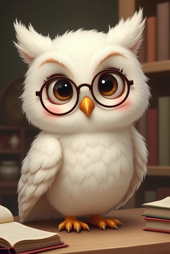 cute white owl with glasses