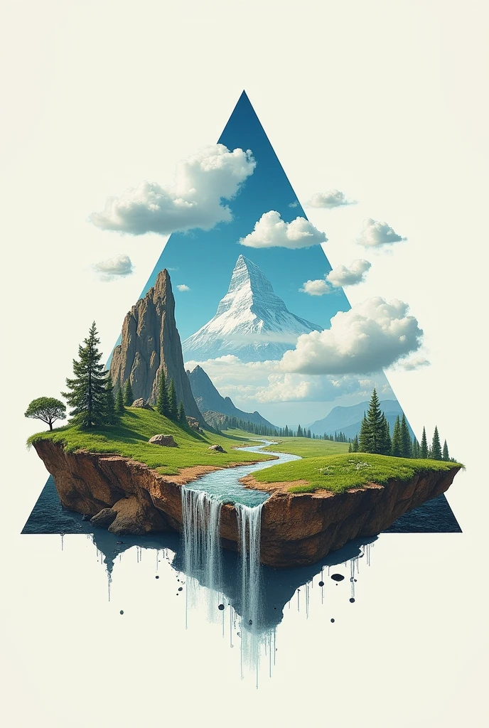 make a triangle collage of biosphere 7 photos hydrosphere, geosphere, atmosphere