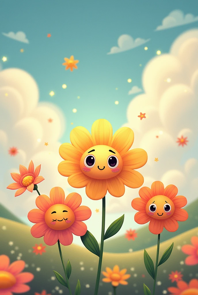 cute animated flowers with eyes