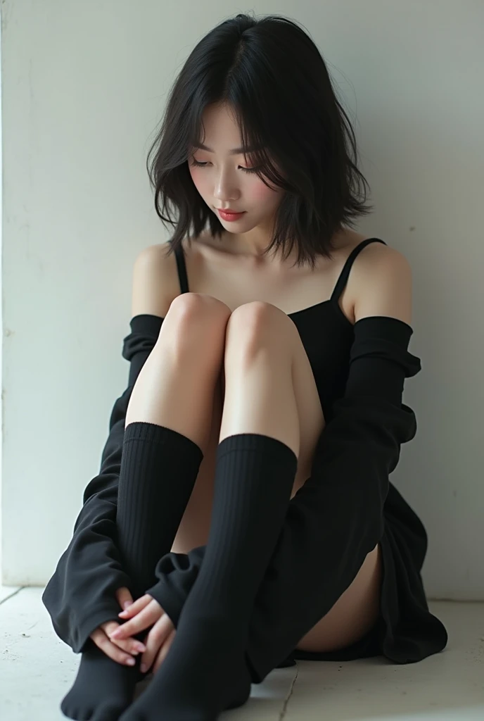 Japanese woman wearing black socks