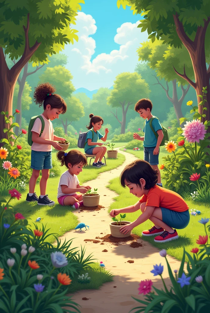 Eco-friendly education focused on the field of landscaping and gardening for children aged 6-10