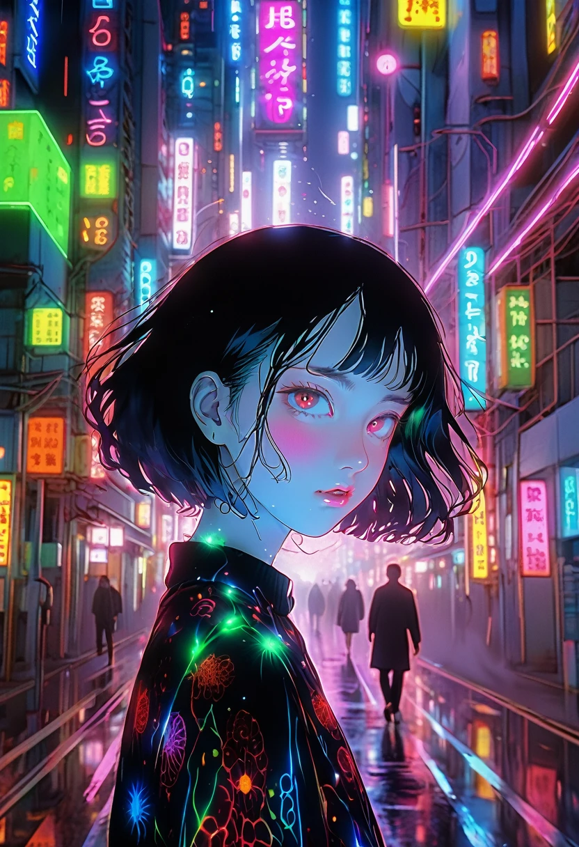 surreal horror, anime style, directed by Junji Ito, high contrast, vivid colors, eerie atmosphere, psychological tension, intricate line work, nightmarish creatures