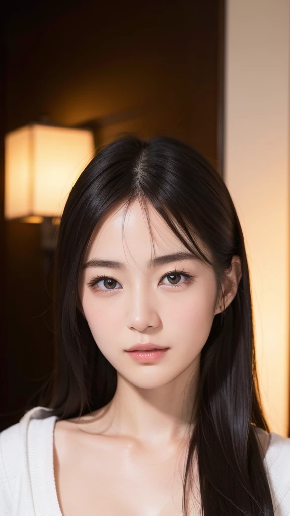 Model actress、One Woman、cool、Japanese and half European、Close-up of face、30 generation beauty、Realistic Skin、night