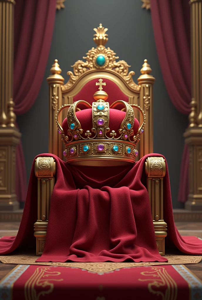 An imperial state crown on a throne  