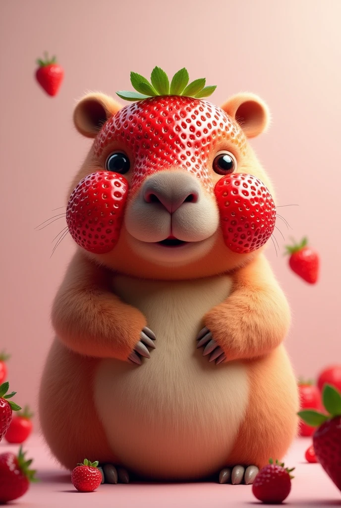 capybara face made of strawberry