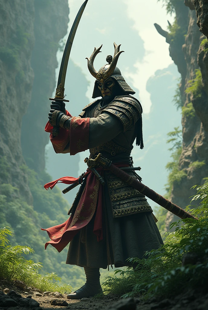 Create a warrior with a Katana in Pangea in fantasy