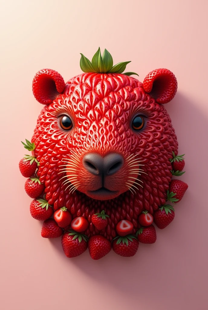 capybara face made of strawberry