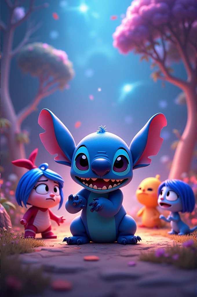 Stitch with the characters from Inside Out