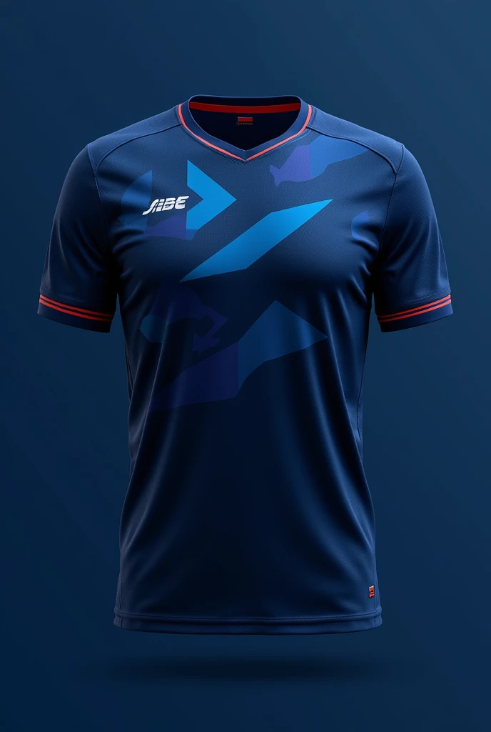 Create a design for a football shirt in dark blue tones
