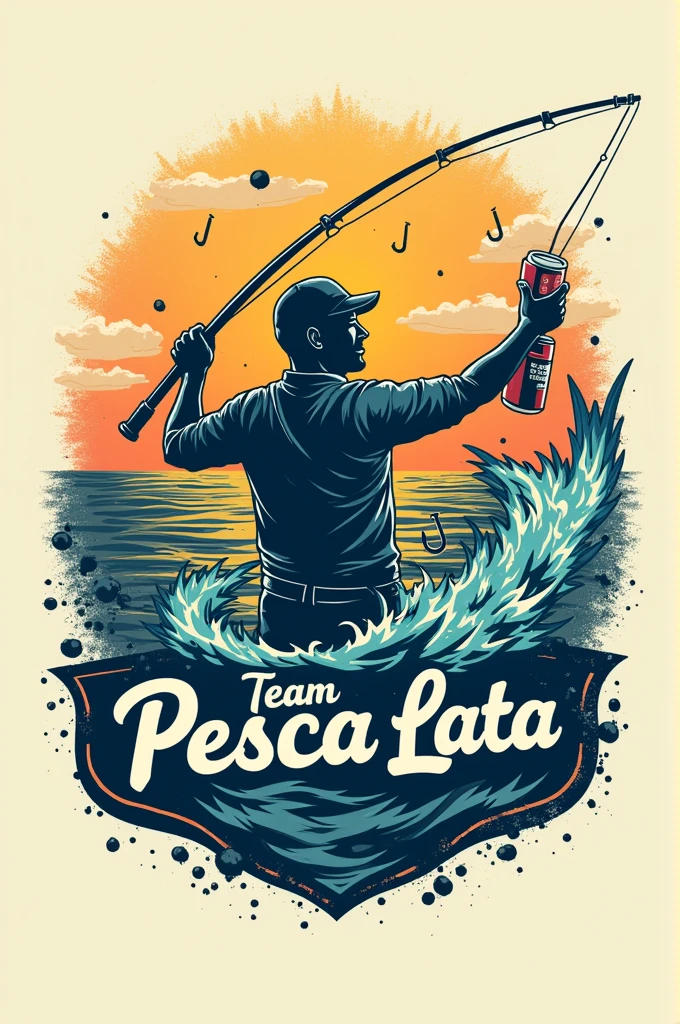 Create a logo for a fishing team called team pesca lata 🍺