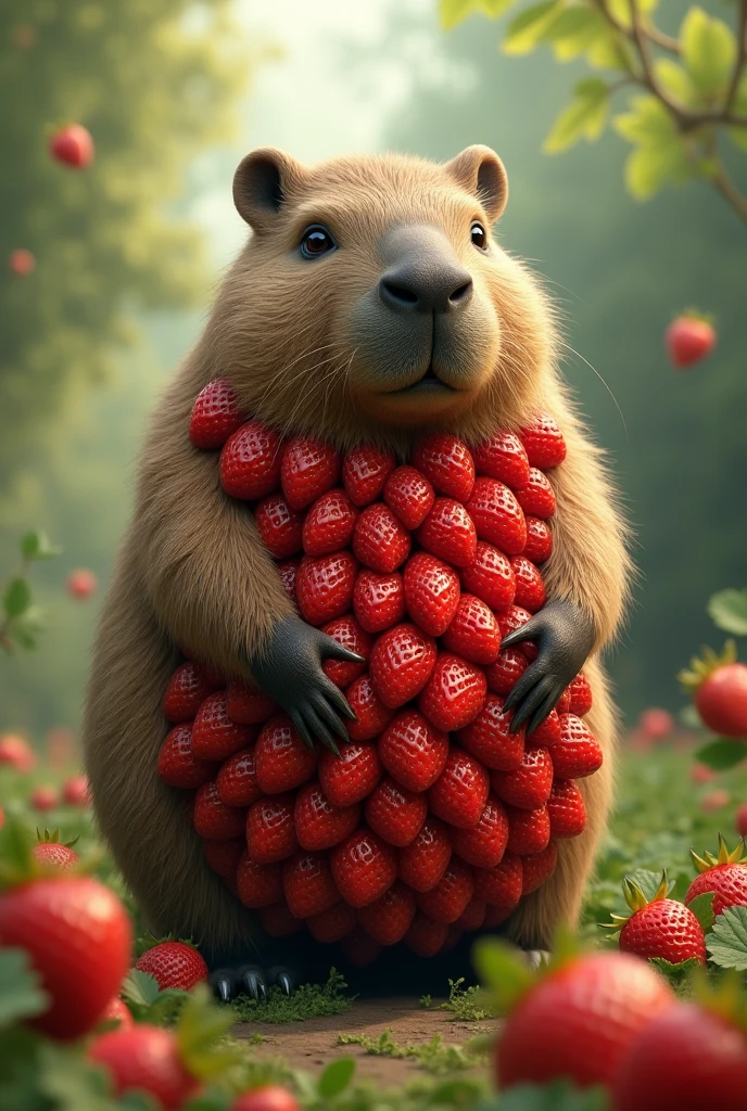 capybara side made of strawberries