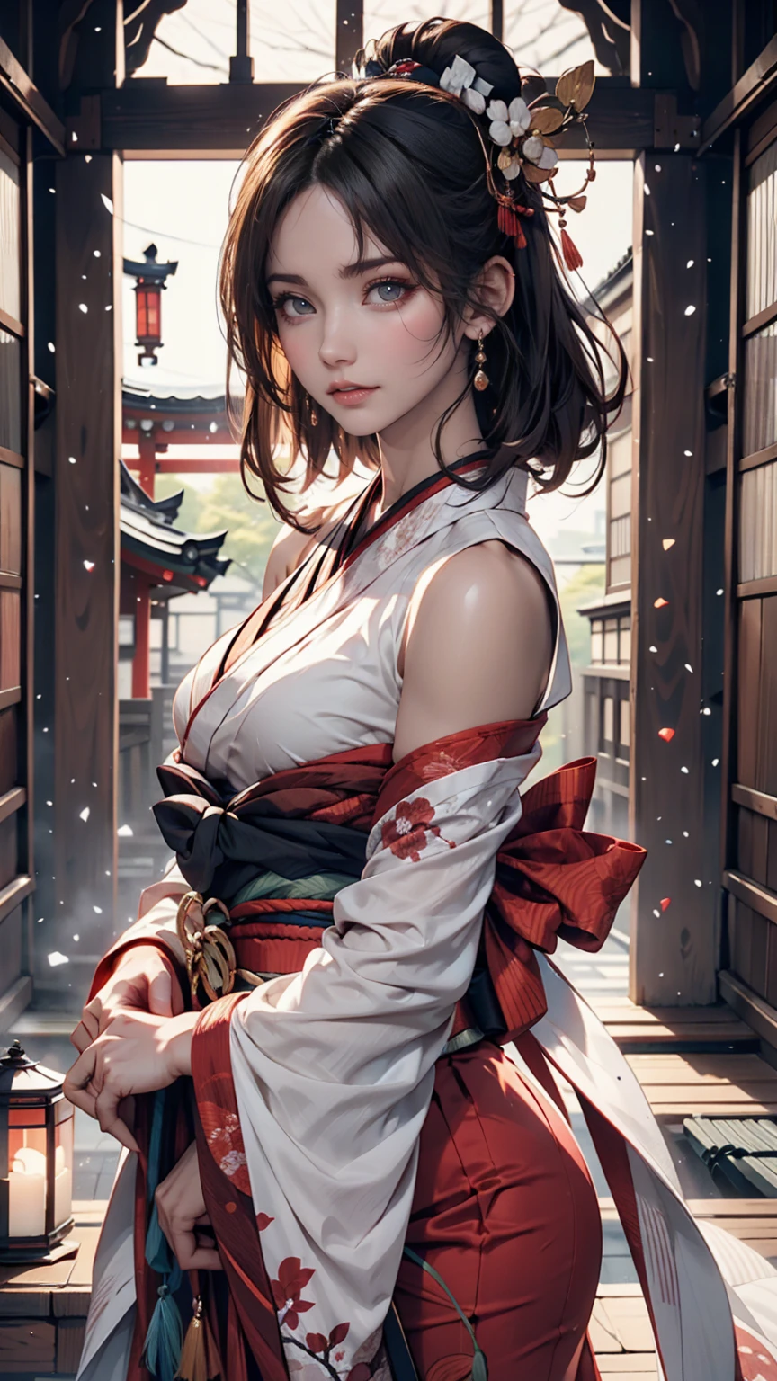Highly detailed full-body portrait of a geisha. 8k, Octane Rendering, Intricate Hyper-Detail, Symmetric、Kyoto、Pontocho
