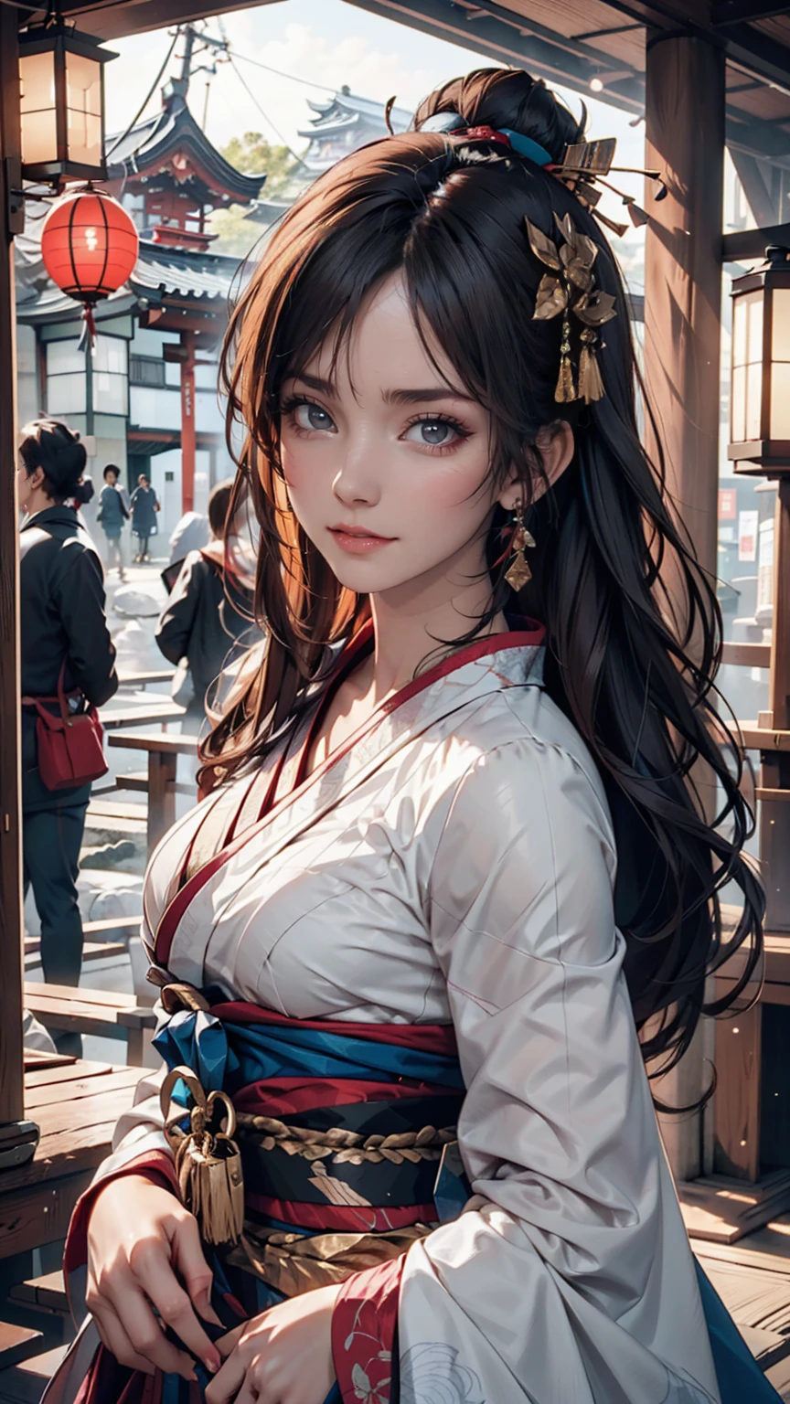 Highly detailed full-body portrait of a geisha. 8k, Octane Rendering, Intricate Hyper-Detail, Symmetric、Kyoto、Pontocho