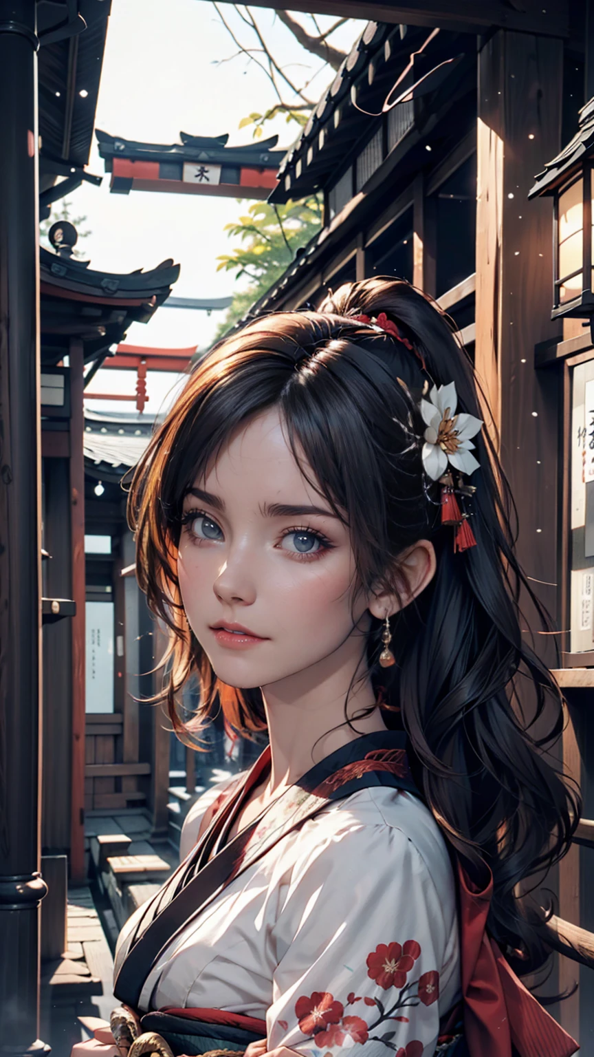 Highly detailed full-body portrait of a geisha. 8k, Octane Rendering, Intricate Hyper-Detail, Symmetric、Kyoto、Pontocho