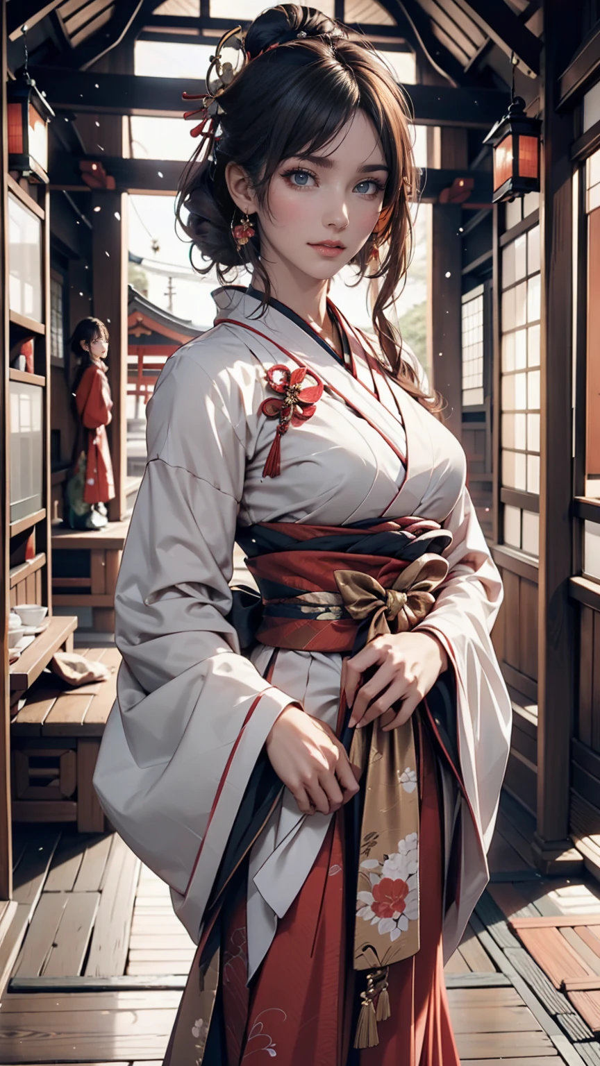 Highly detailed full-body portrait of a geisha. 8k, Octane Rendering, Intricate Hyper-Detail, Symmetric、Kyoto、Pontocho
