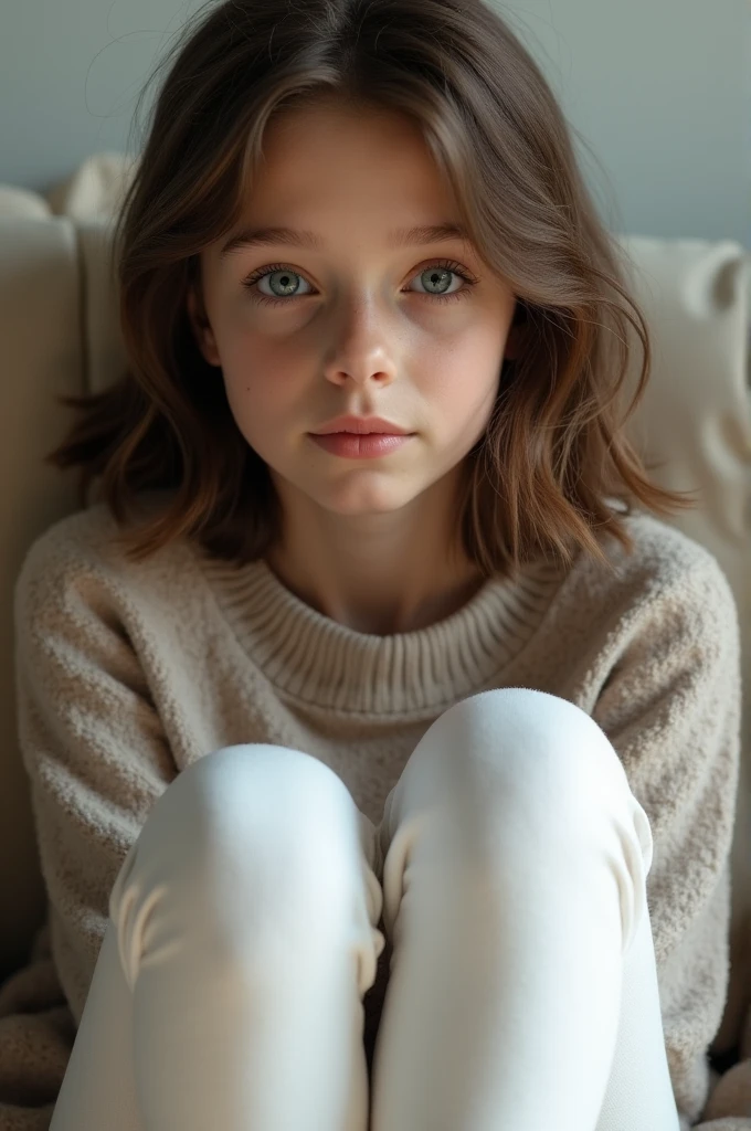  brunette white leggings 