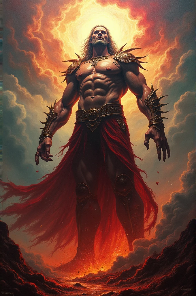 generates an imposing god bloody style artistic painting