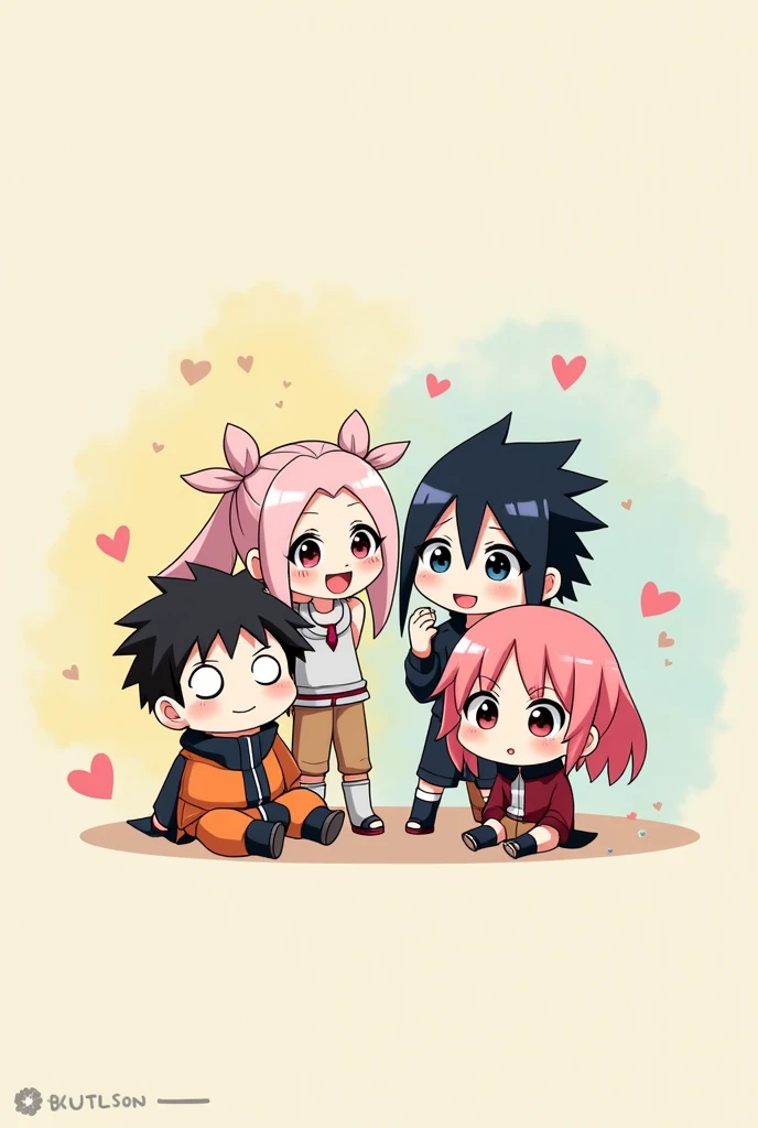 naruto,sasuke, sakura and takashi chibi version