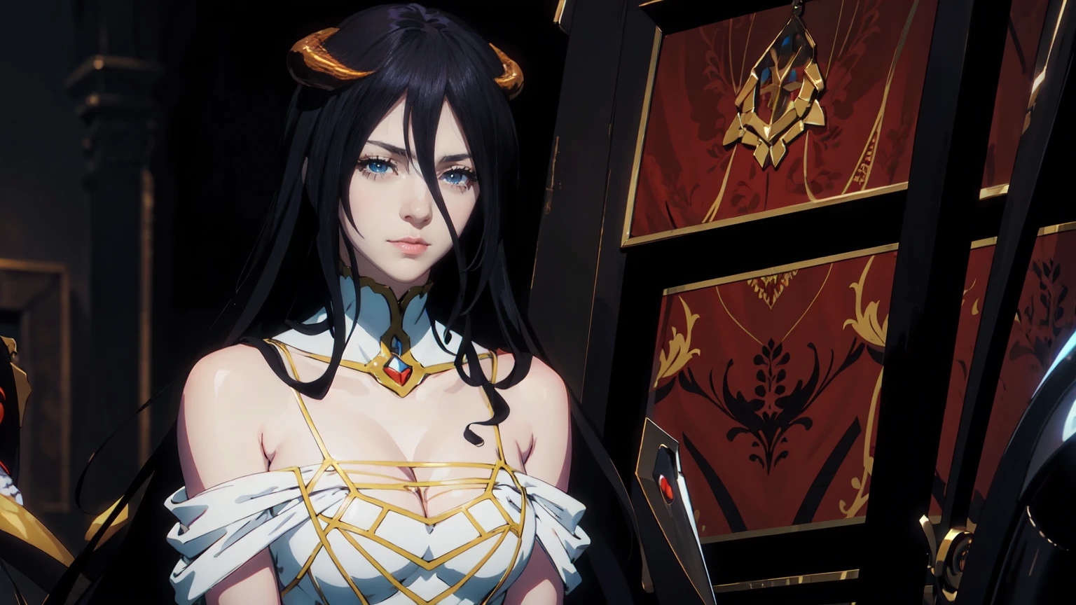 (digital art,8K, Masterpiece, High Quality, Digital Art, Beautiful Anime Aesthetics, Super Detailed, Dynamic Lighting, Sharp Focus, Depth of Field, Cinematic Lighting, CG, Perfect Body Proportions),beautiful anime waifu aesthetic. anime stunning full color art, anime goddess with long and straightened hair in HIME style.
Combination of Fantasy anime cassock and modern black suit with patterns and details. Perfectly detailed face with an arrogant look, CHOKER on the neck, sculpted and proportional body in a beautiful pose, high detail.
black and dark red demon flowers among the character.
perfect portrait concept art, with a cinematic posing of a half-body portrait! Dark tones with light effects