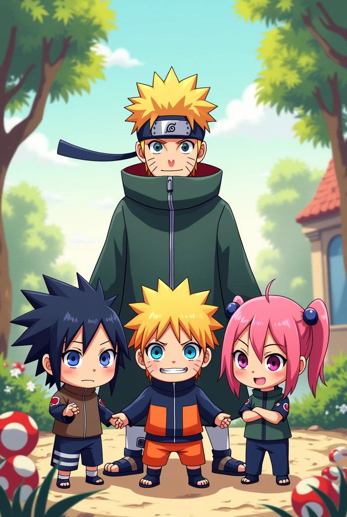 naruto,sasuke, sakura and takashi seisei chibi version