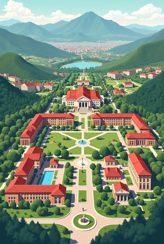 Create a detailed drawing of the map of the University of San Buenaventura in Bogotá, Colombia