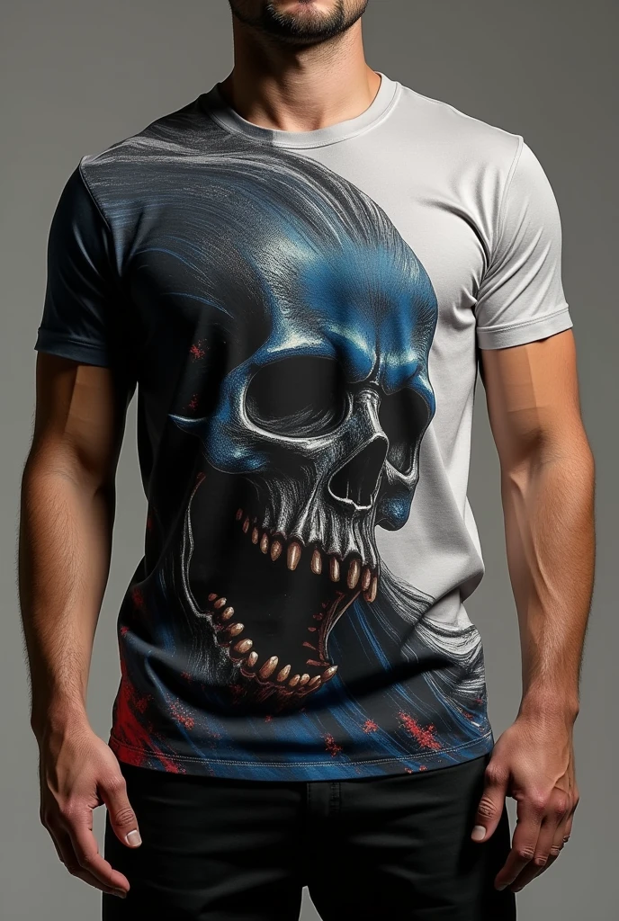 Now use this last image you made as a print for a shirt that only goes halfway down the shirt and only on the left side. 