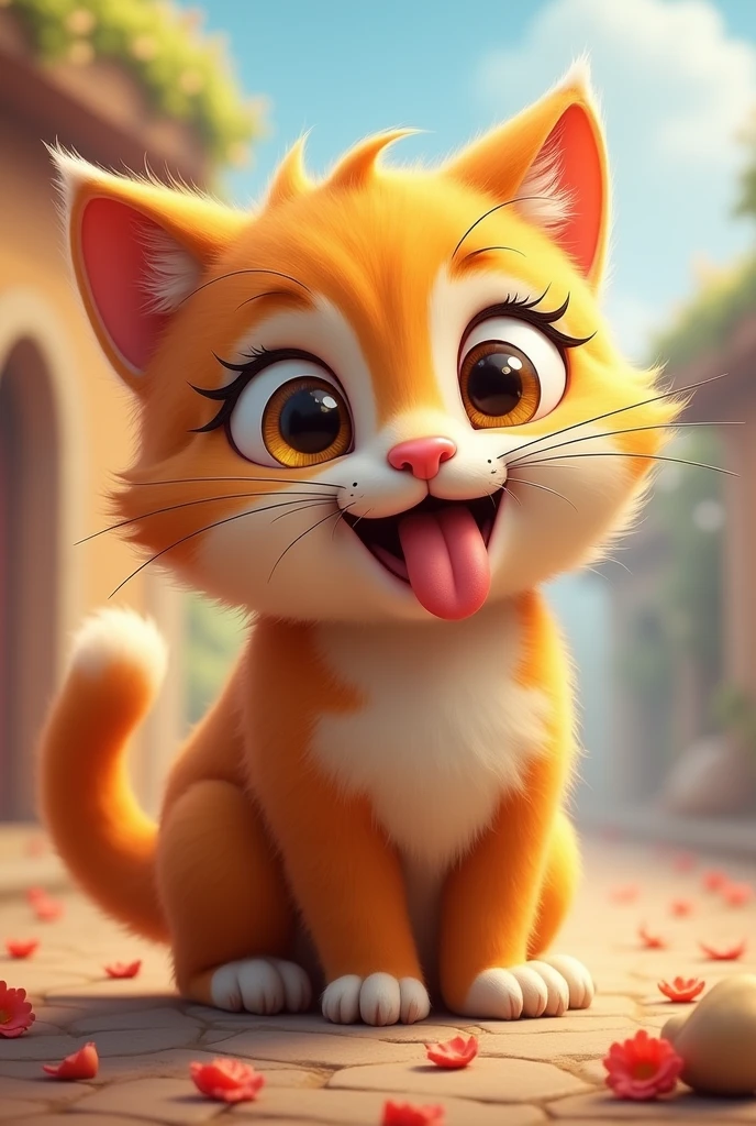 Cat furry with tongue out