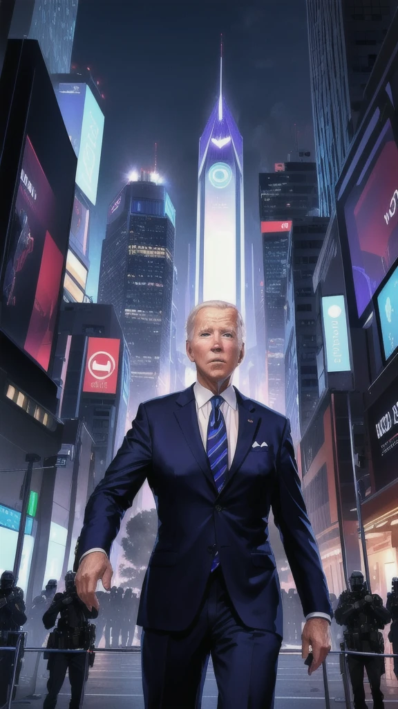 Biden Wild Body beautiful Best angle of view Metaverse NFTDUEL Cyber City In a suit male Fighting speech Boiling crowd