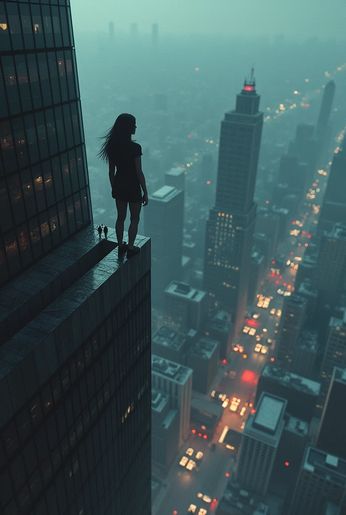A woman trying to do suicide from top of building and there lot of police trying to stop her