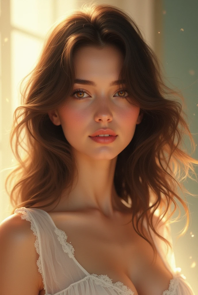 brunette woman with light look
