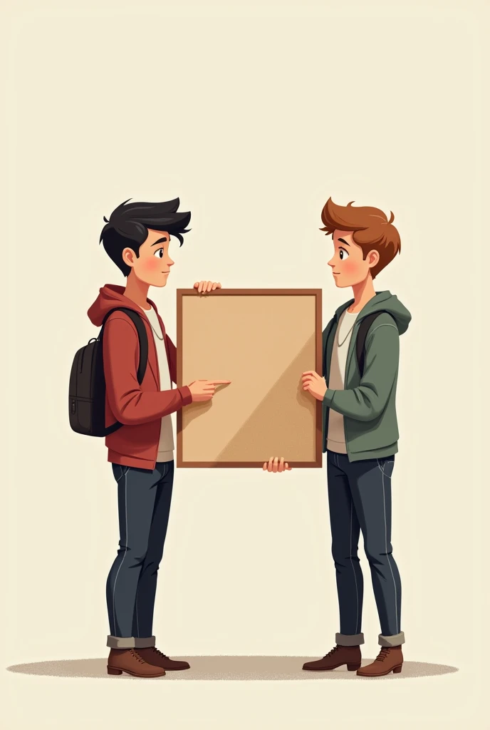 Introvert and extrovert holding a notice board