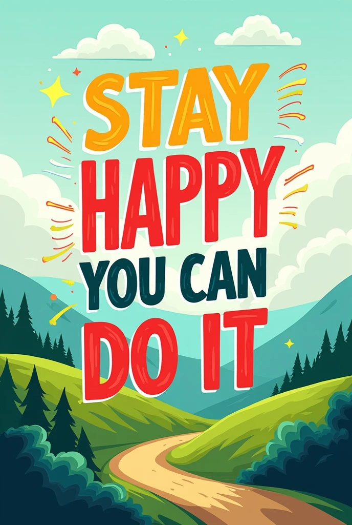 crea un imagen de stay happ, you can do it sin personas