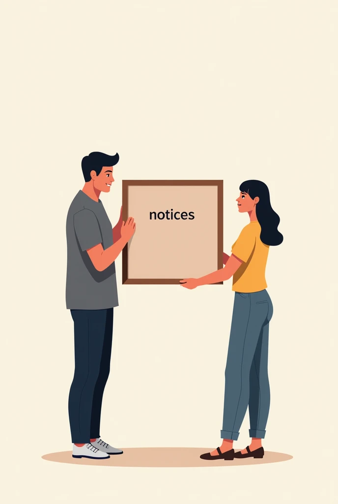 Illustration of Introvert and Extrovert holding a notice board written "notices"